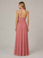Dusty Rose Halter Satin A-Line Mother of the Bride Gown detail view